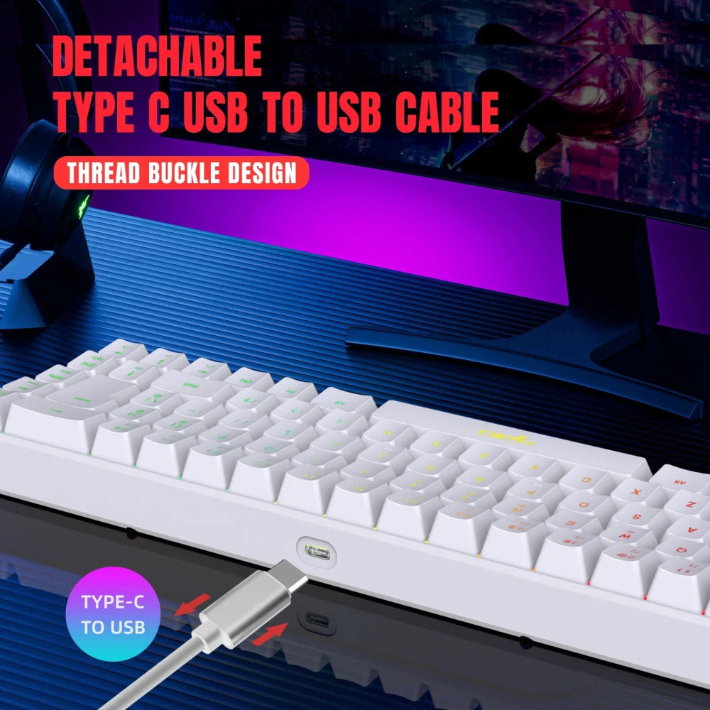 Teclado Gamer V200 com 68 Teclas USB e 20 Modos de Iluminação RGB - V200 - BoostedBit - BoostedBit - Branco -