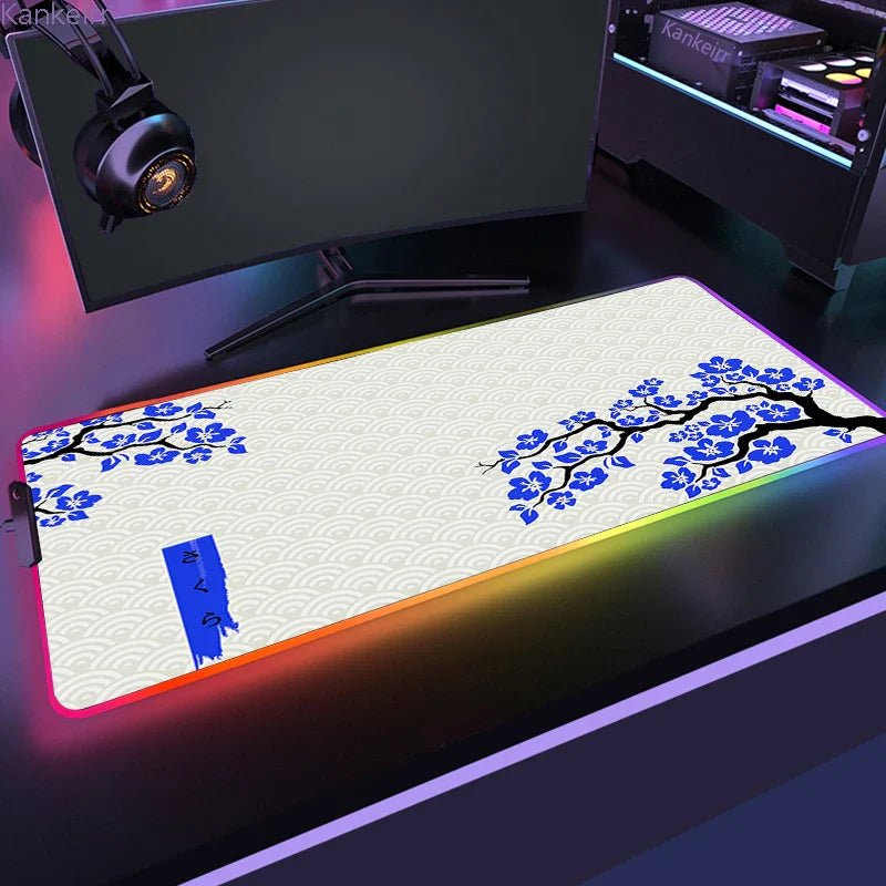 Mousepad Gamer RGB de Borracha Antiderrapante (Sakura) - BoostedBit - BoostedBit - Azul Escuro - RGB 250x350x3mm - 
