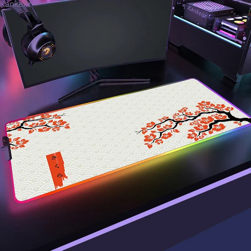 Mousepad Gamer RGB de Borracha Antiderrapante (Sakura) - BoostedBit - BoostedBit - Laranja - RGB 250x350x3mm - 