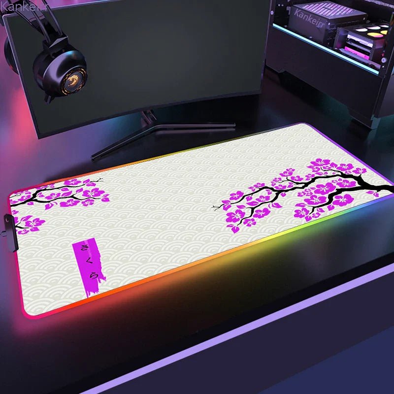 Mousepad Gamer RGB de Borracha Antiderrapante (Sakura) - BoostedBit - BoostedBit - Verde Água - RGB 300x600x3mm - 
