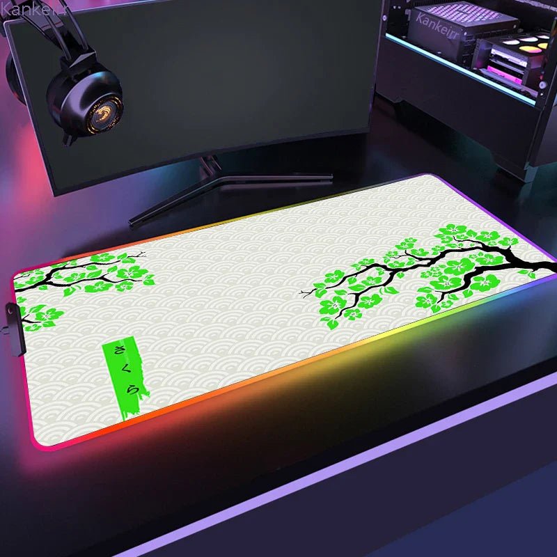 Mousepad Gamer RGB de Borracha Antiderrapante (Sakura) - BoostedBit - BoostedBit - Verde - RGB 250x350x3mm - 