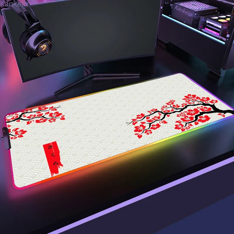 Mousepad Gamer RGB de Borracha Antiderrapante (Sakura) - BoostedBit - BoostedBit - Vermelho - RGB 250x350x3mm - 